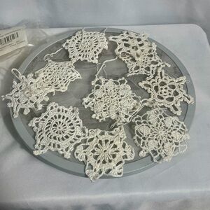 Jobar Set of 12 Crocheted Snowflake Ornaments White Lace Christmas Tree Decor